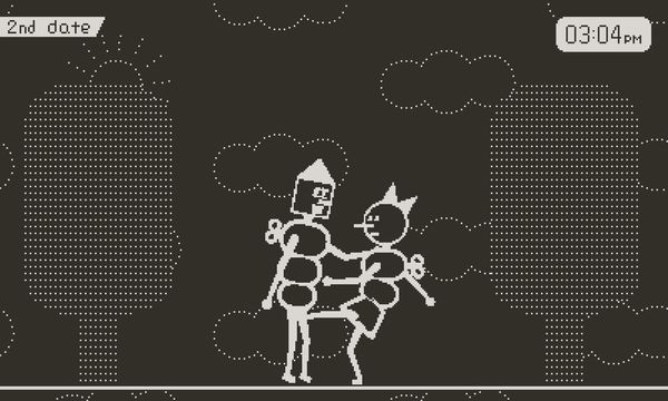 Crankette the robot kicks Crankin in the crotch. He probably had it coming.