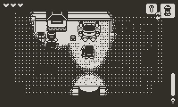 The mechanic encounters a mysterious person in an interior lit using their hand-crank lantern.