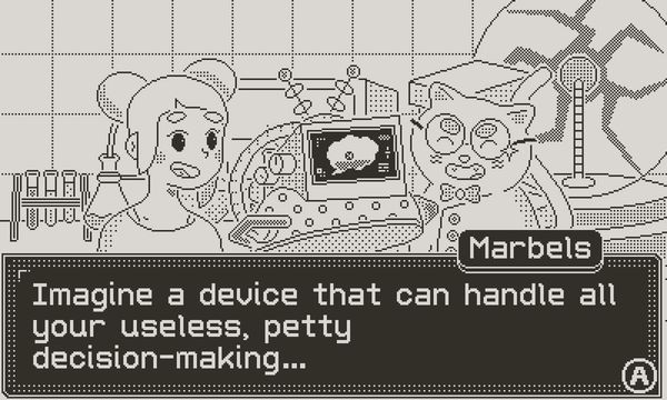 Professor Marbels the cat explains the marble-izer to Prota