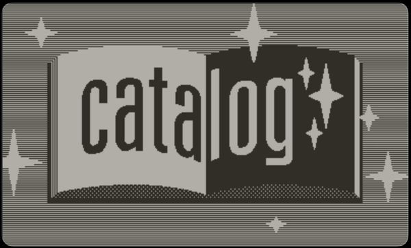 Catalog's open magazine icon surrounded by sparkles as the app is launched