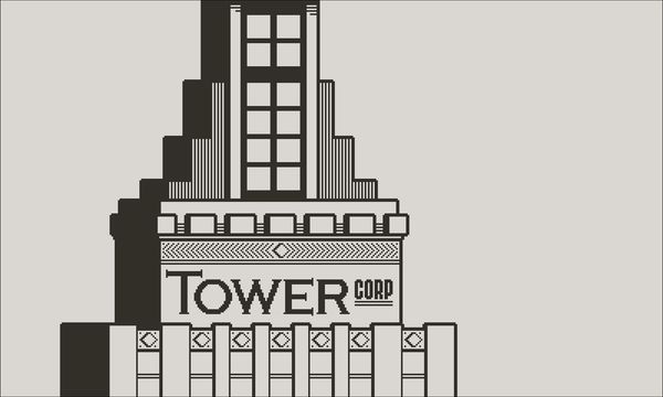 Impressive view of top of the Tower Corp building
